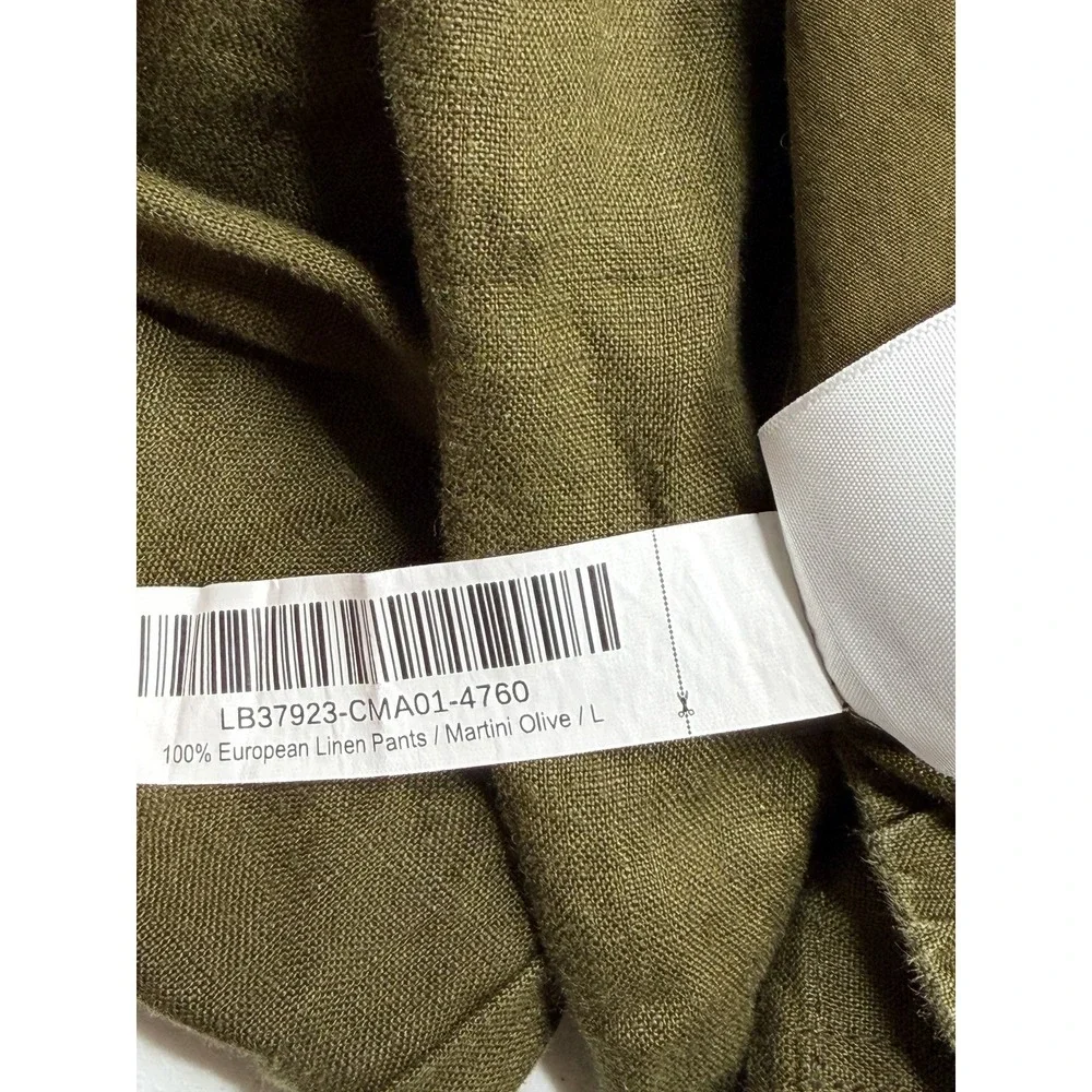 Quince Pants Womens Large Martini Olive Green Cropped European Linen Casual